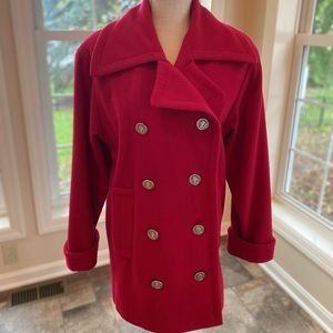 Braetan red wool pea coat